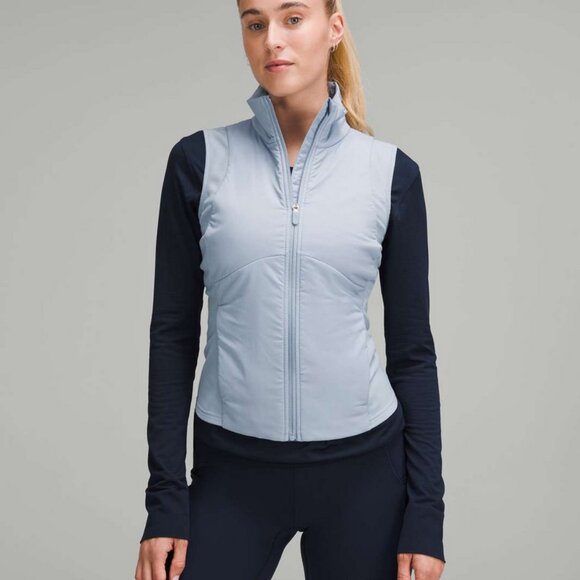Lululemon‎ Vest Womens 14 Blue Push Your Pace Full Zip Concrete